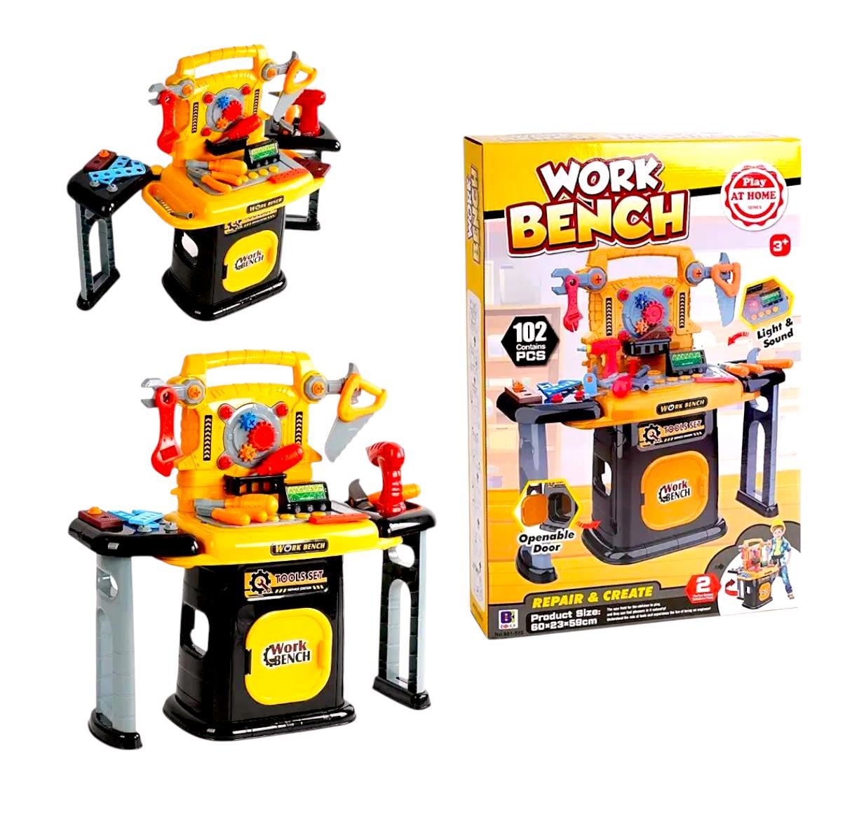 Juego de herramientas para niños 102 piezas con luces y sonido.